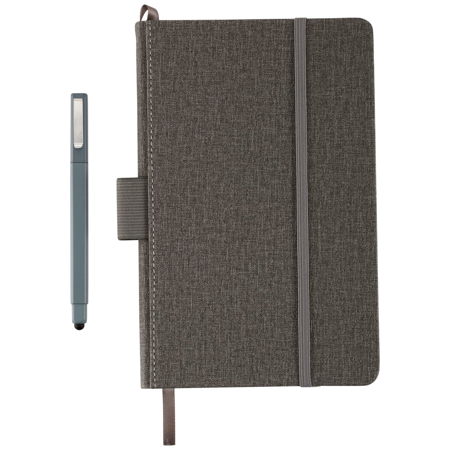 Front View of Gray 5.5" x 8.5" FSC® Mix Heathered Hard Bound Journal plain