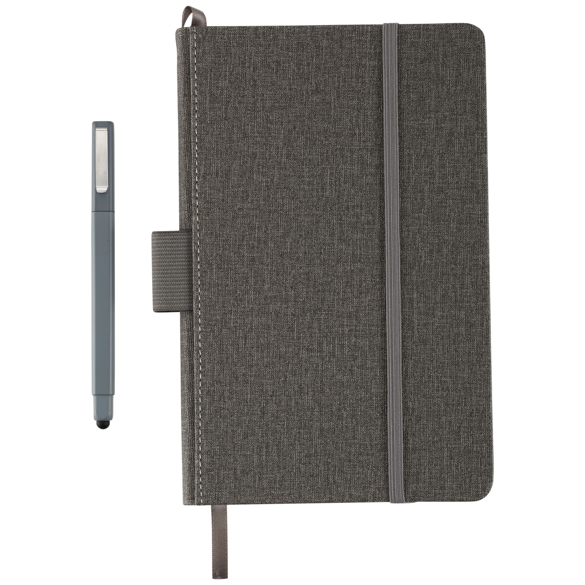 Front View of Gray 5.5" x 8.5" FSC® Mix Heathered Hard Bound Journal plain