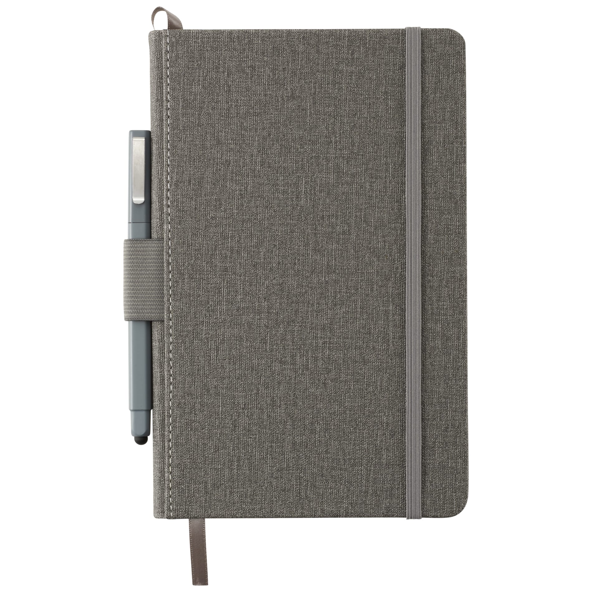 Front View of Gray 5.5" x 8.5" FSC® Mix Heathered Hard Bound Journal plain