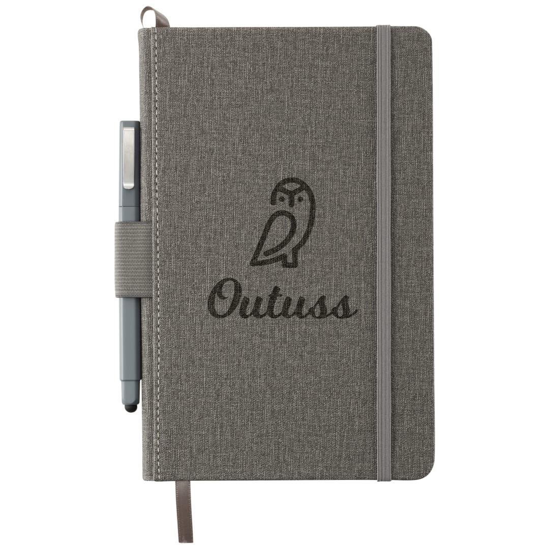 Front View of Gray 5.5" x 8.5" FSC® Mix Heathered Hard Bound Journal