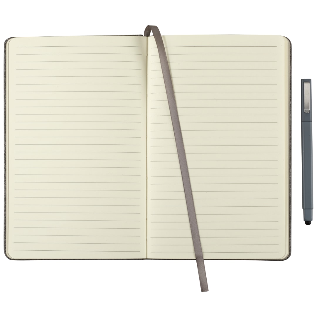 Front View of Gray 5.5" x 8.5" FSC® Mix Heathered Hard Bound Journal