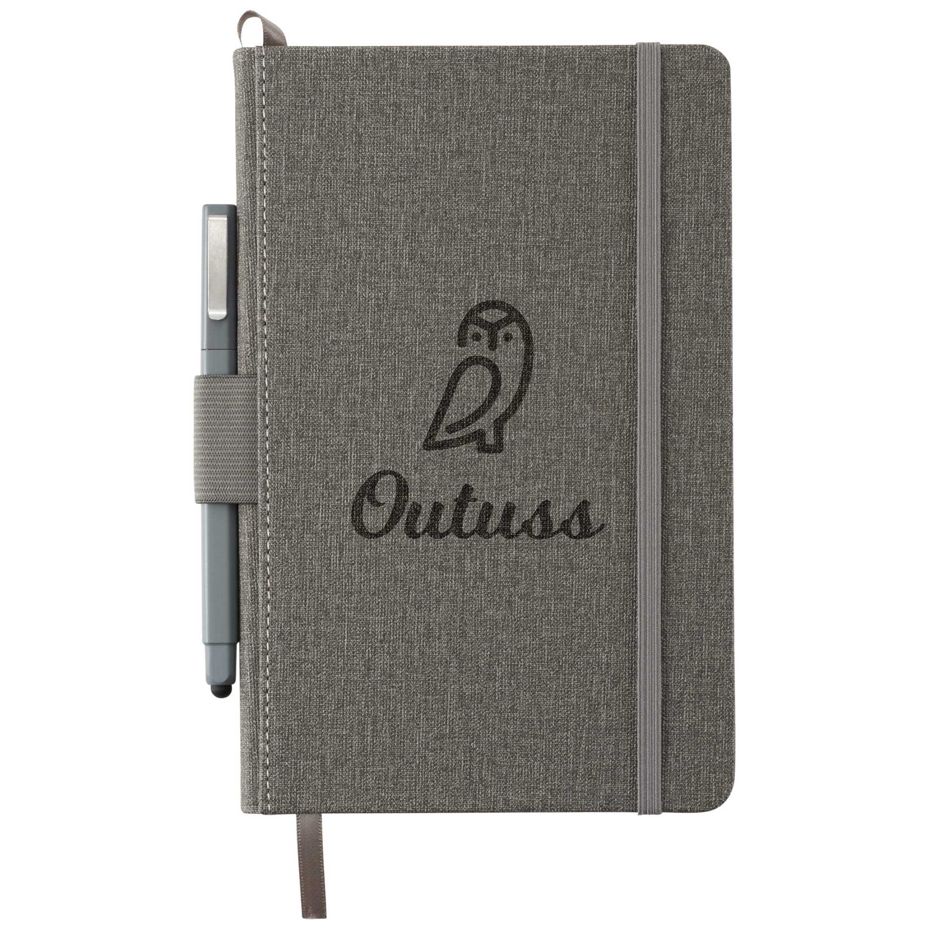 Front View of Gray 5.5" x 8.5" FSC® Mix Heathered Hard Bound Journal