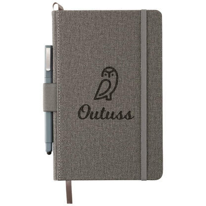 Front View of Gray 5.5" x 8.5" FSC® Mix Heathered Hard Bound Journal