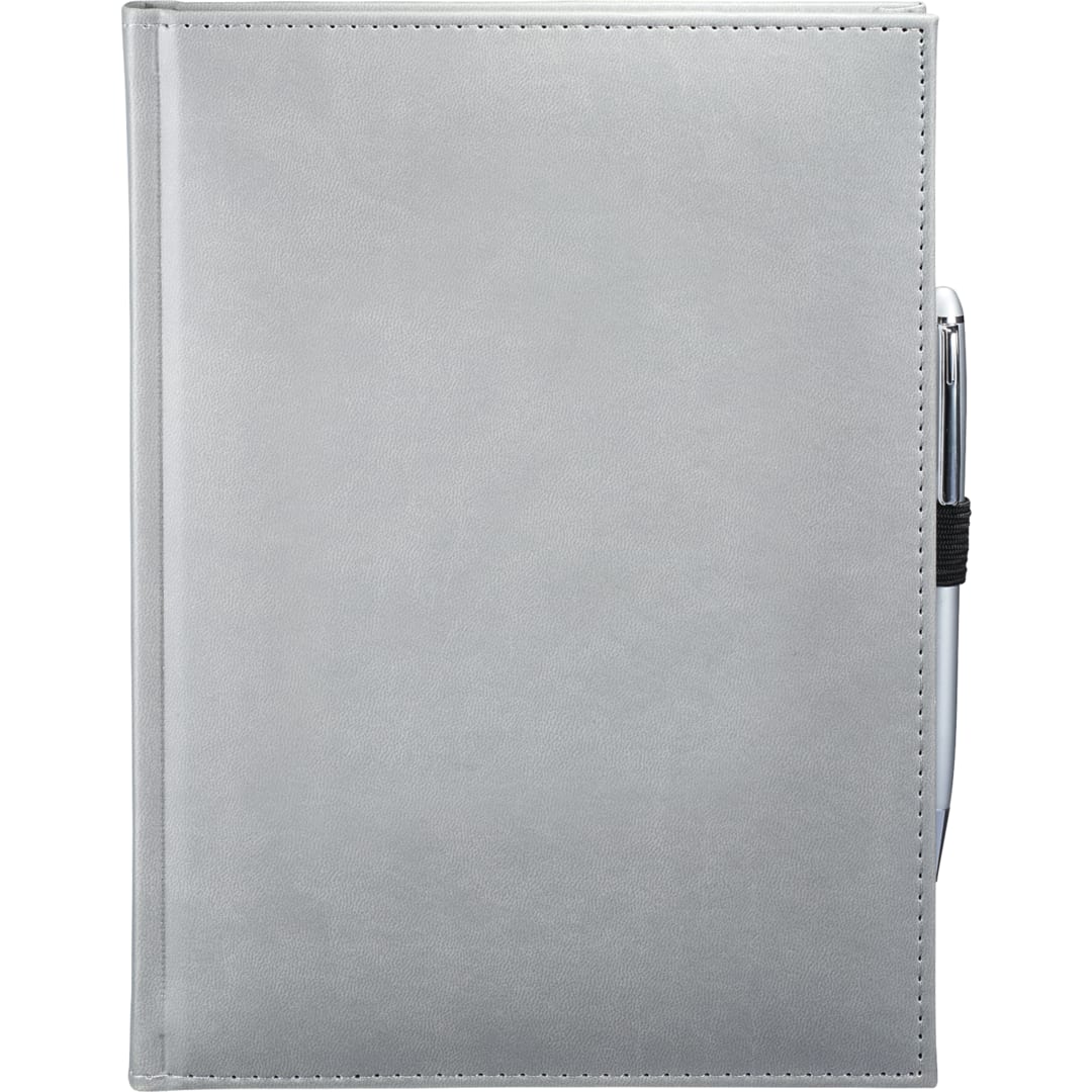 Front View of Gray 7" x 10" FSC® Mix Pedova™ Large Bound Journal plain