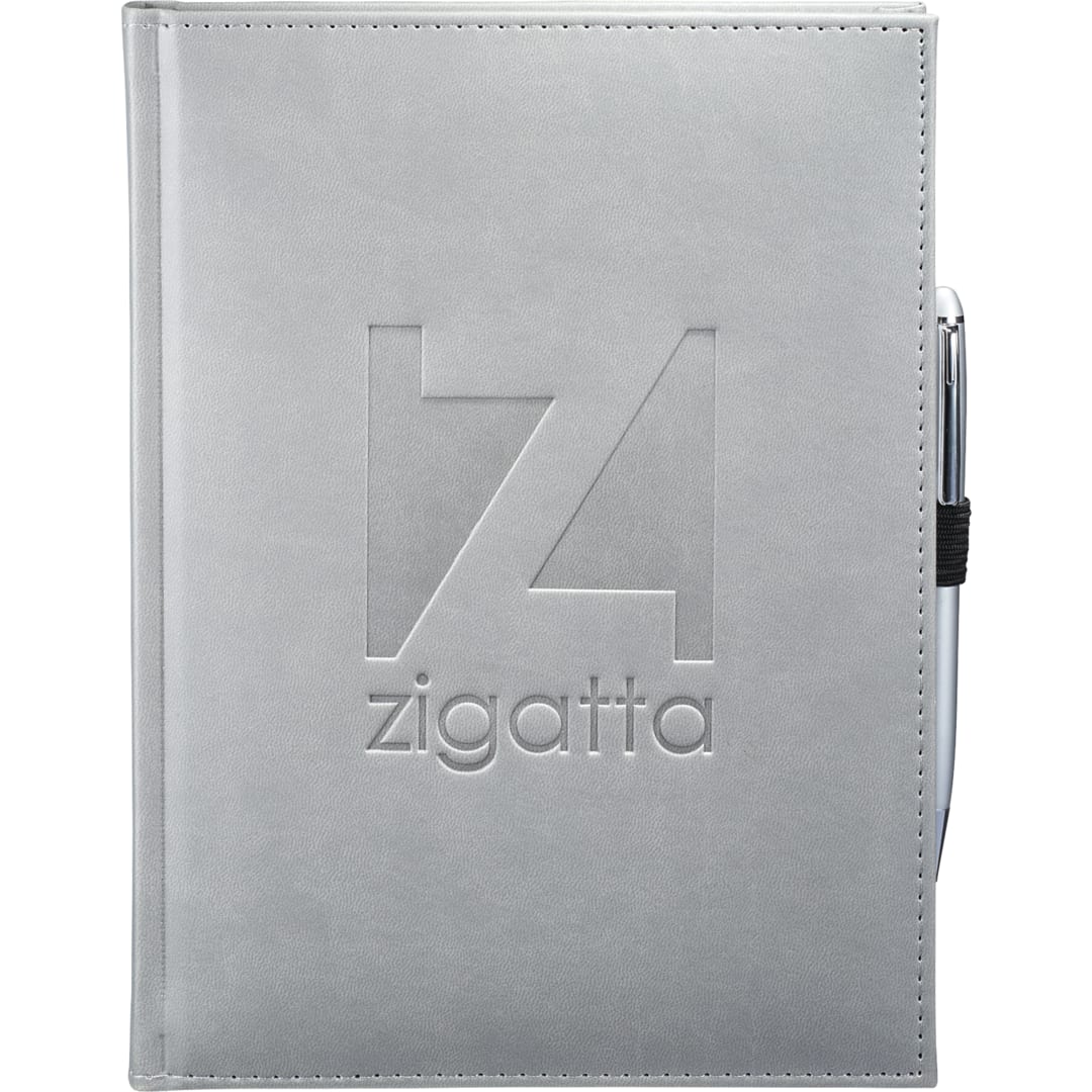 Front View of Gray 7" x 10" FSC® Mix Pedova™ Large Bound Journal