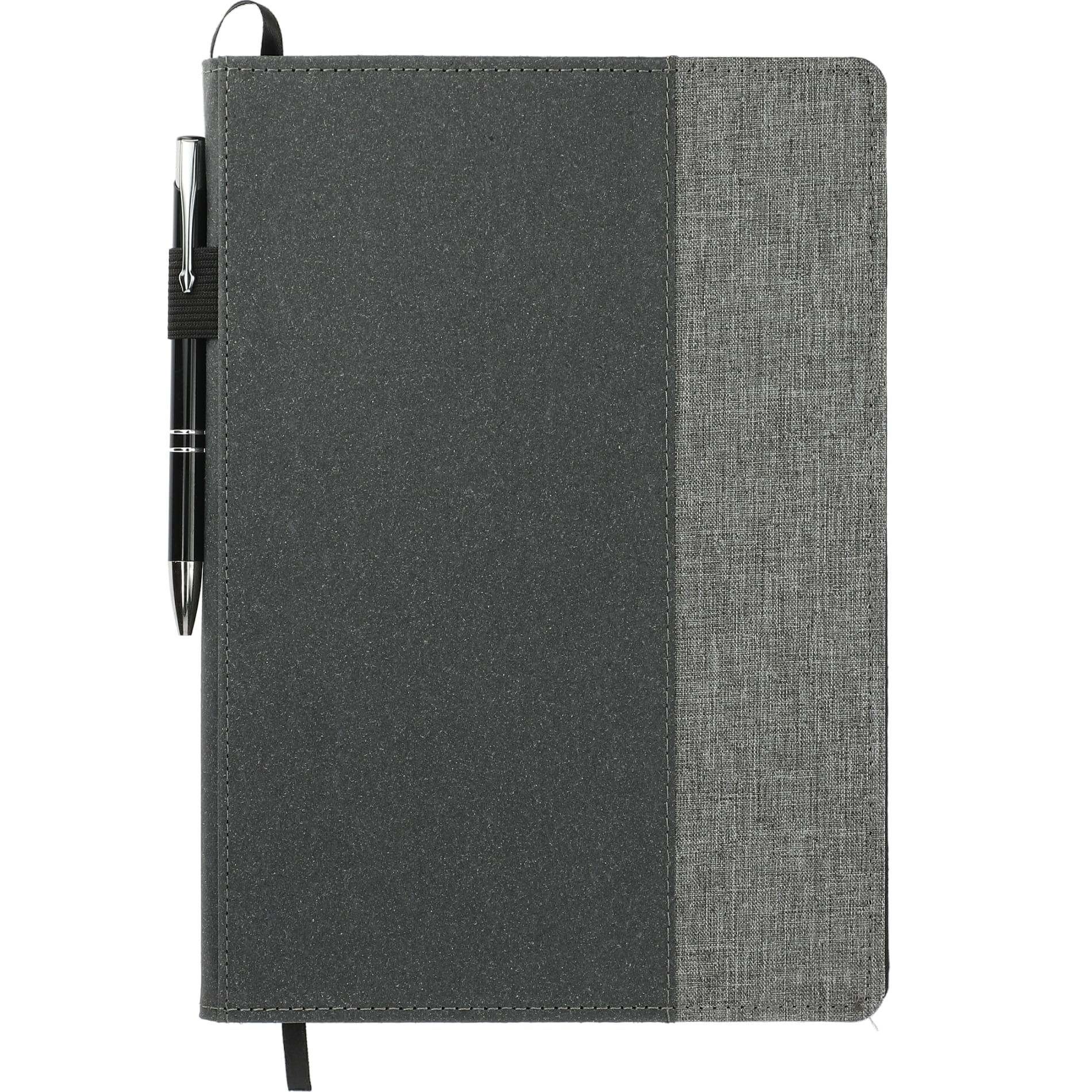 Front View of Gray 7" x 10" FSC® Mix Reclaim RPET Refillable Journal plain