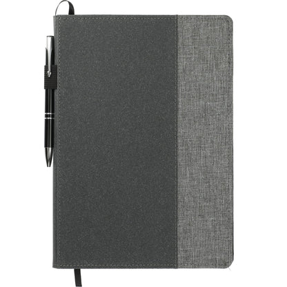 Front View of Gray 7" x 10" FSC® Mix Reclaim RPET Refillable Journal plain