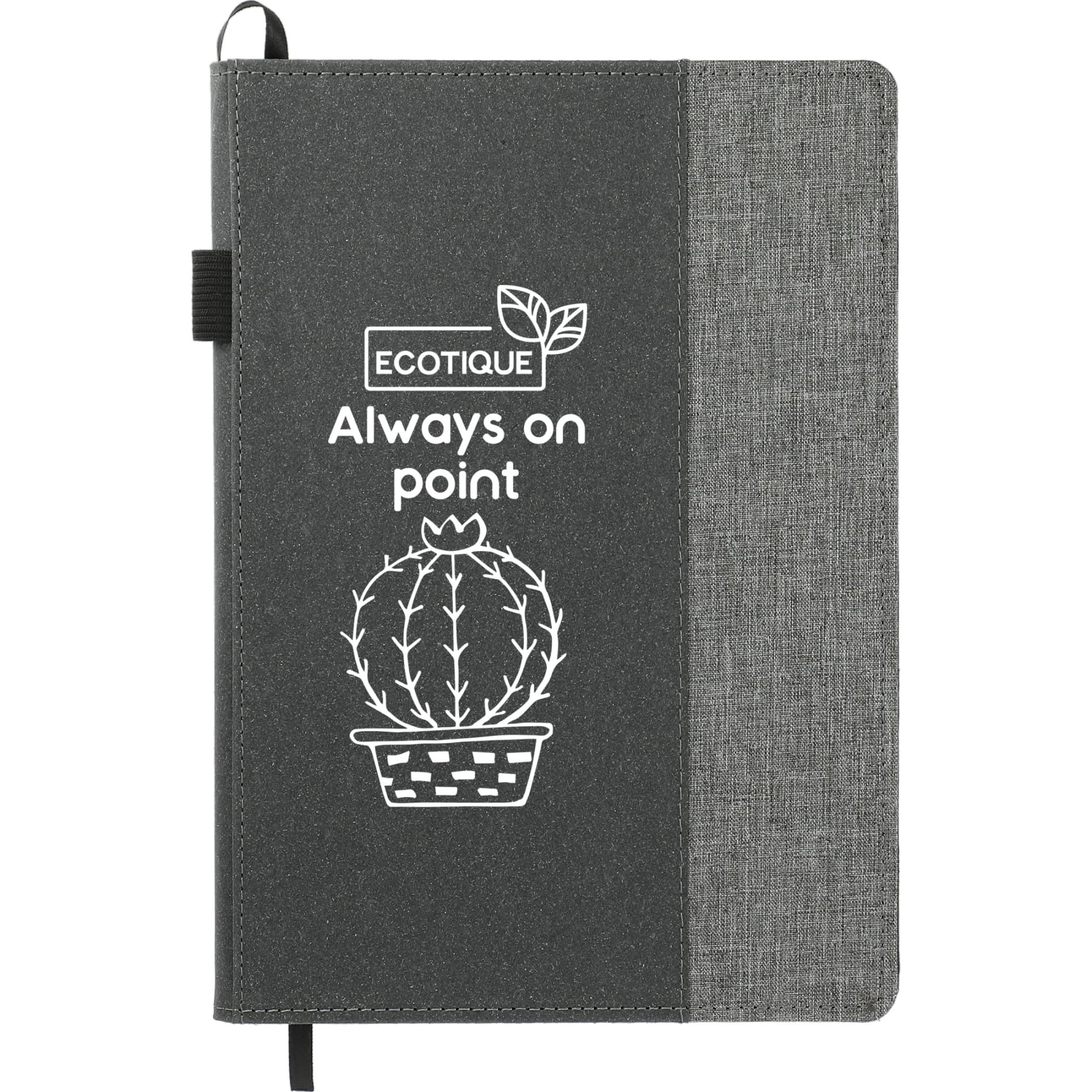 Front View of Gray 7" x 10" FSC® Mix Reclaim RPET Refillable Journal