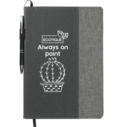 Front View of Gray 7" x 10" FSC® Mix Reclaim RPET Refillable Journal