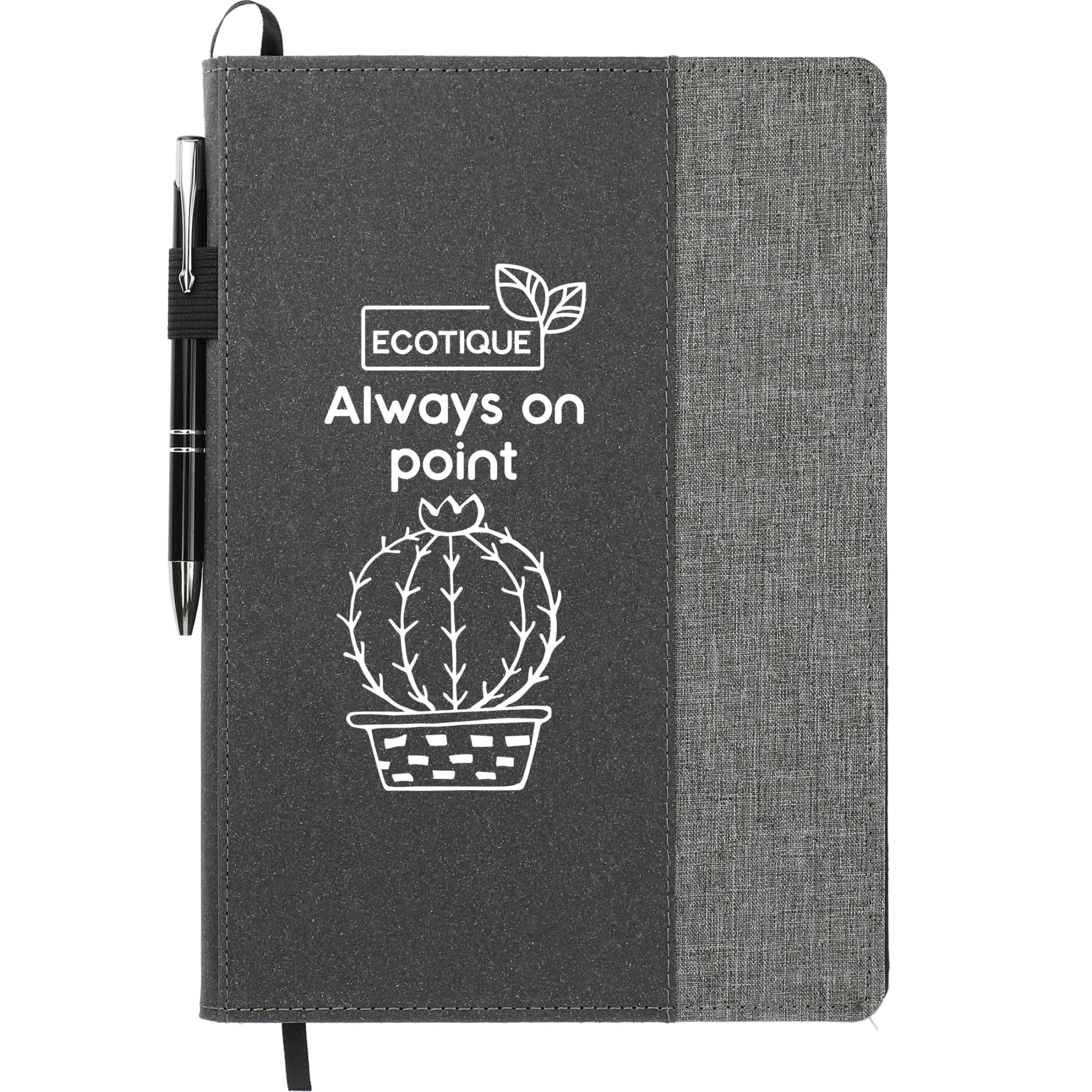 Front View of Gray 7" x 10" FSC® Mix Reclaim RPET Refillable Journal