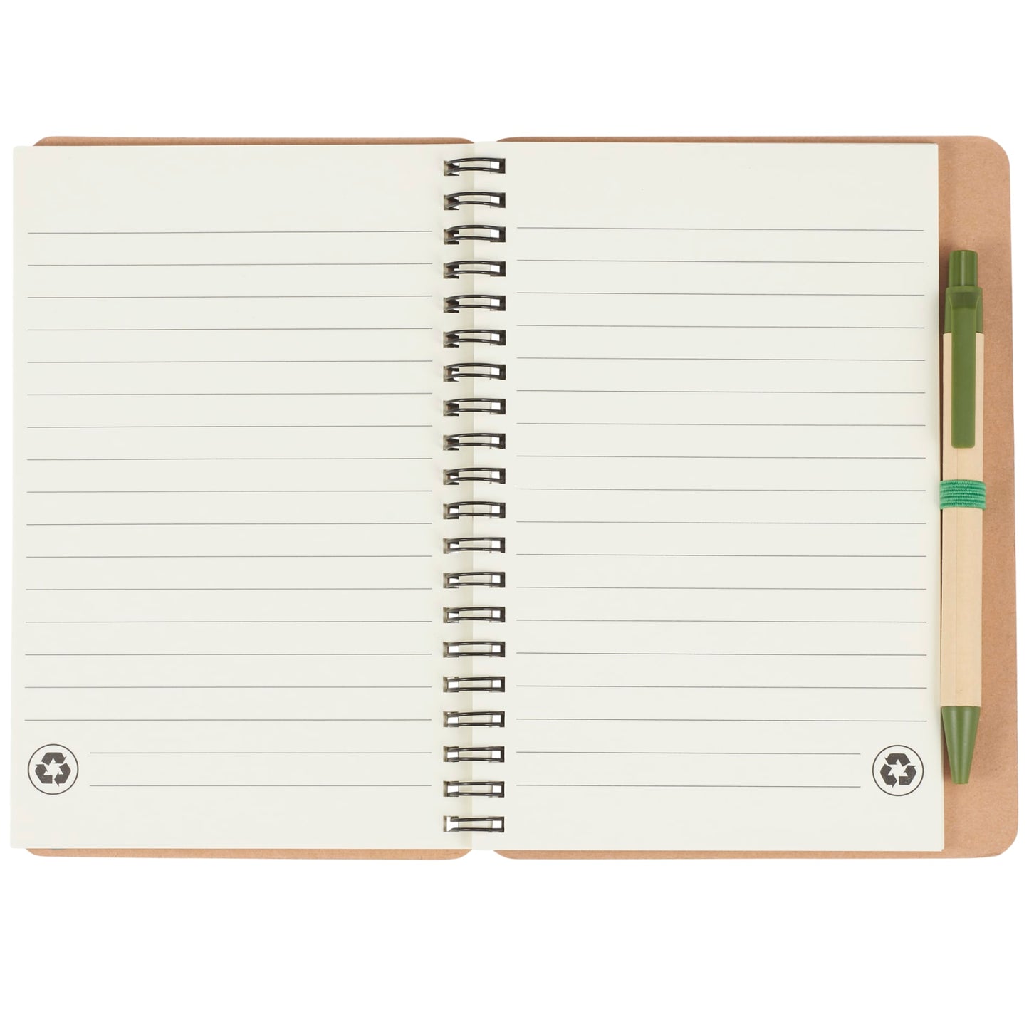 Front View of Green 5" x 7" FSC® Mix Eco Spiral Notebook with Pen