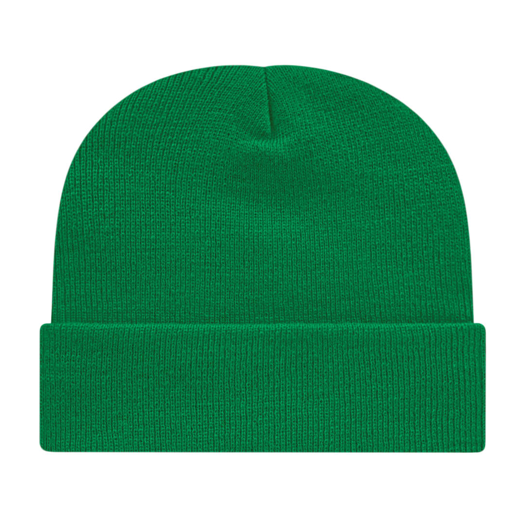 Front View of Green Cap America Knit Cap with Cuff plain