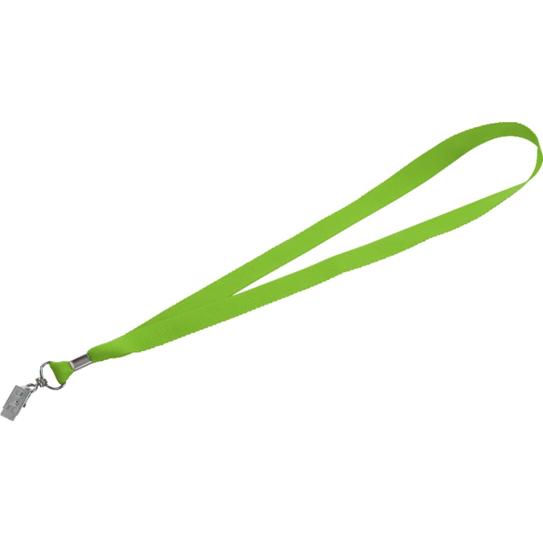 Front View of Green Lanyard with Bulldog Clip plain