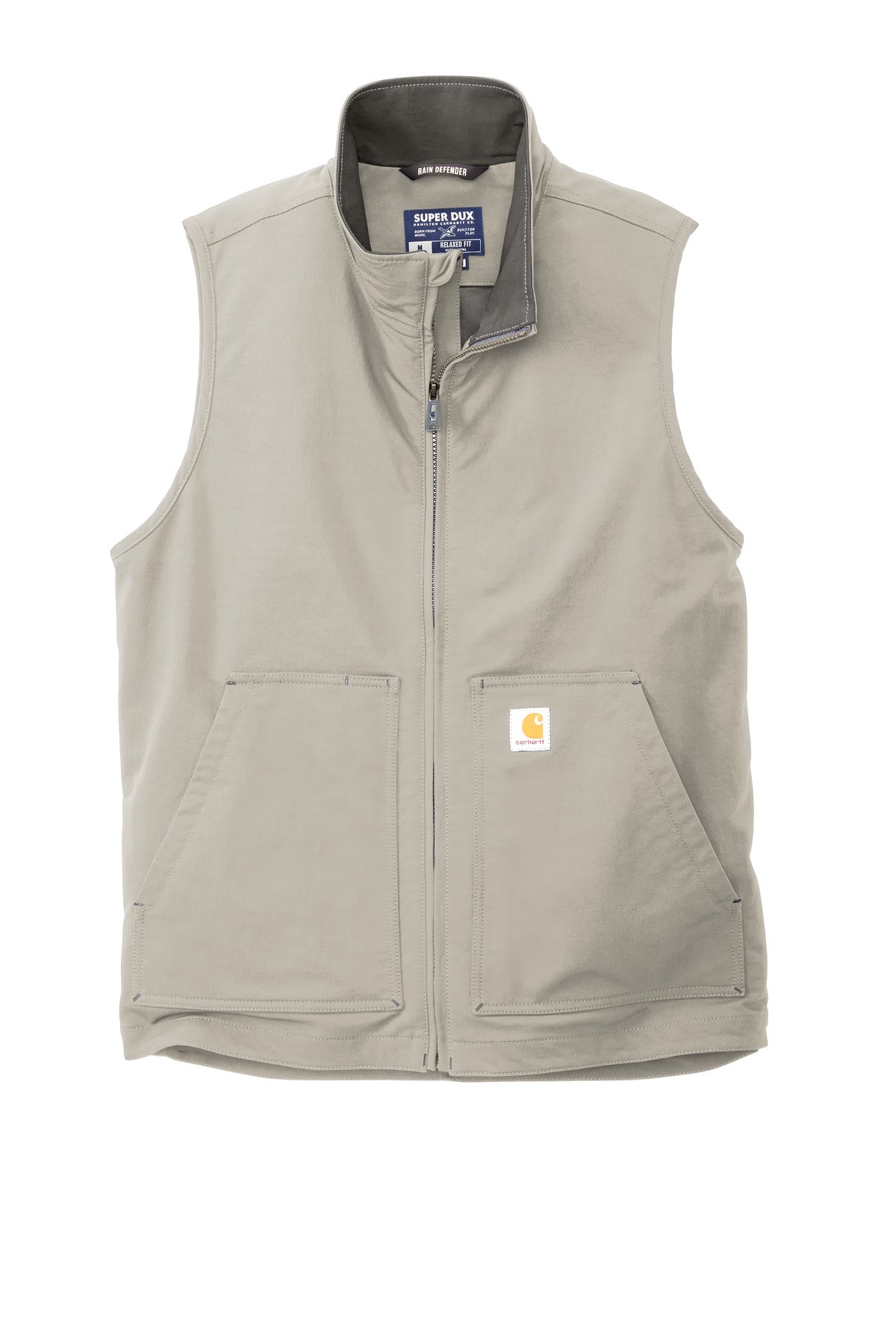 Front View of Greige Carhartt Super Dux Soft Shell Vest CT105535