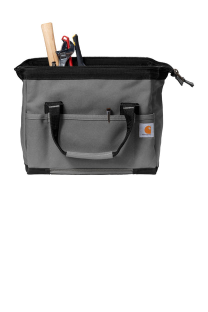 Front View of Grey Carhartt Foundry Series 14" Tool Bag. CT89240105