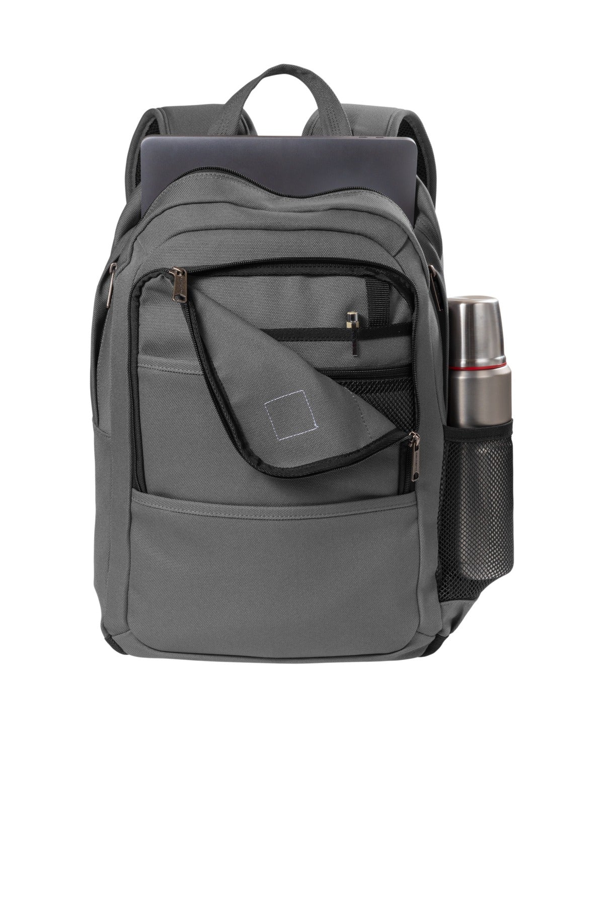 Front View of Grey Carhartt Foundry Series Backpack. CT89350303