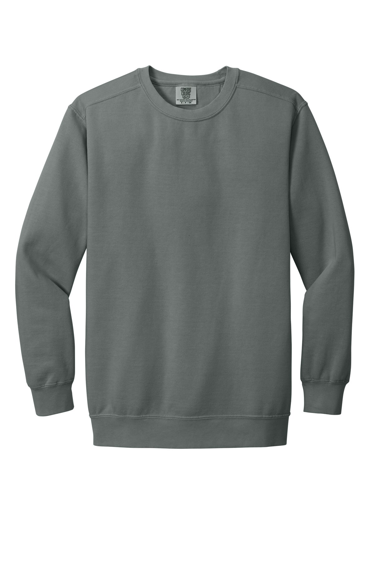 Front View of Grey COMFORT COLORS Ring Spun Crewneck Sweatshirt. 1566