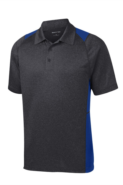 Front View of Grph He/Tr Roy Sport-Tek Heather Colorblock Contender Polo. ST665