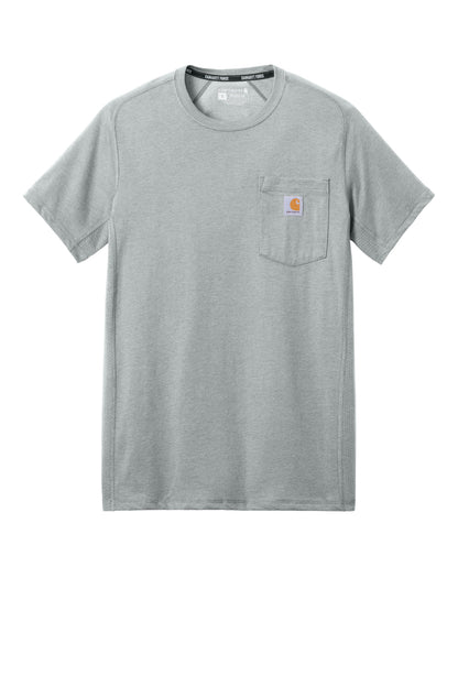 Front View of HthrGrey Carhartt Force Short Sleeve Pocket T-Shirt CT106652