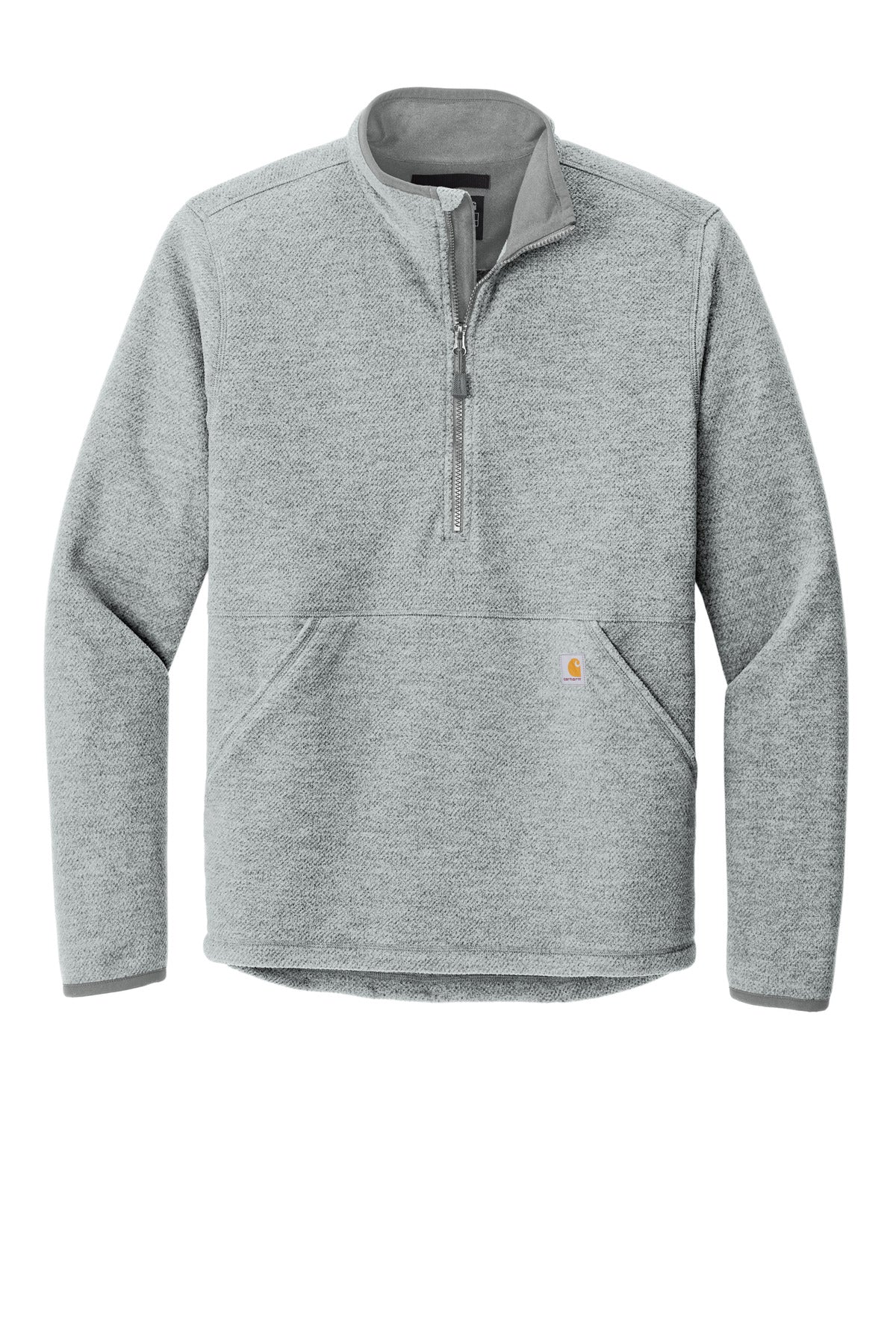 Front View of HthrGrey Carhartt Textured 1/2-Zip Fleece Jacket CT106417