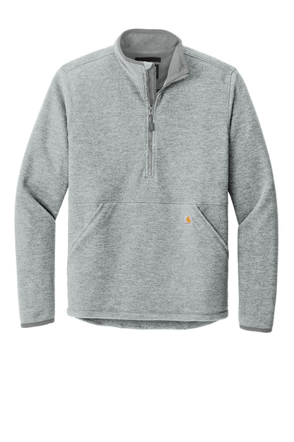 Front View of HthrGrey Carhartt Textured 1/2-Zip Fleece Jacket CT106417