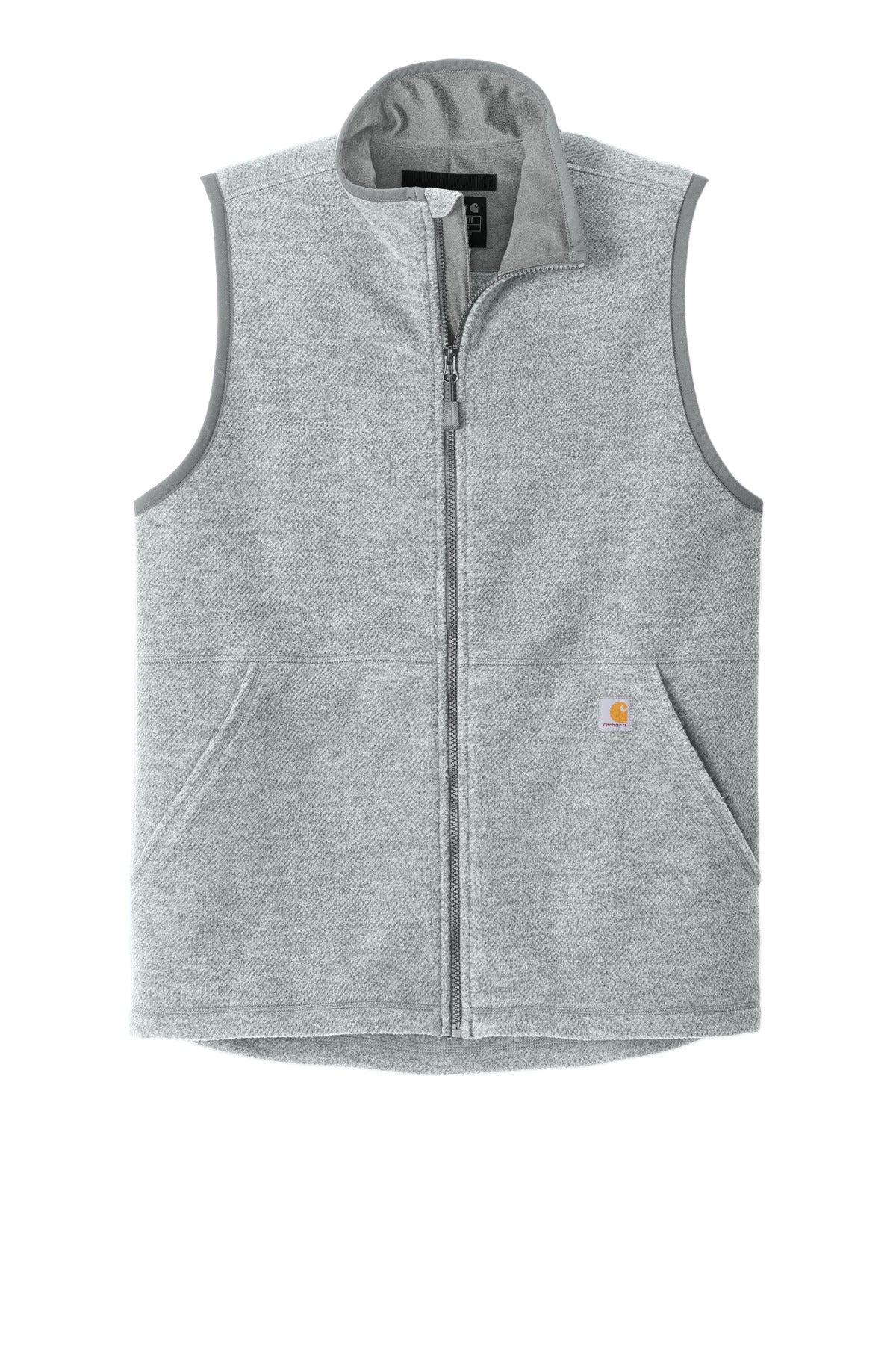 Front View of HthrGrey Carhartt Textured Fleece Vest CT106418