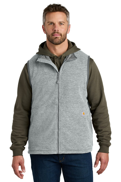 Front View of HthrGrey Carhartt Textured Fleece Vest CT106418