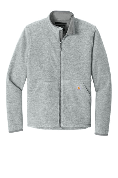 Front View of HthrGrey Carhartt Textured Full-Zip Fleece Jacket CT106416
