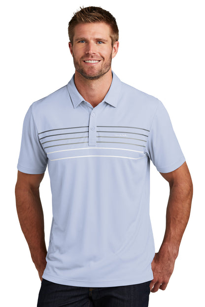 Front View of KentBluHtr TravisMathew Coto Performance Chest Stripe Polo TM1MY400