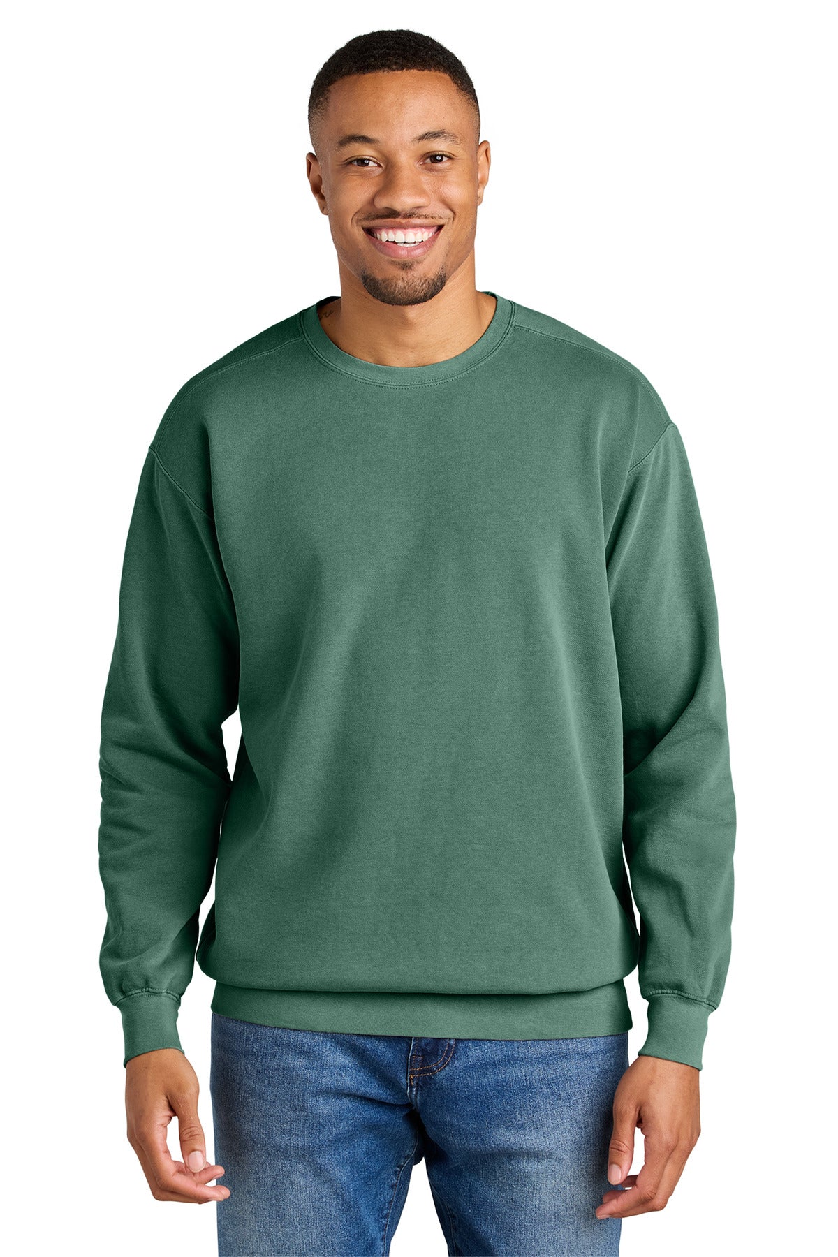 Front View of LightGreen COMFORT COLORS Ring Spun Crewneck Sweatshirt. 1566