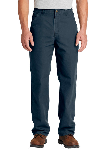 Front View of Midnight Carhartt Washed-Duck Work Dungaree. CTB11