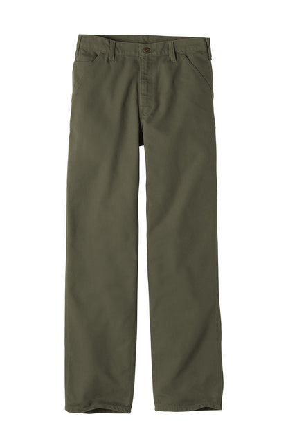 Front View of Moss Carhartt Washed-Duck Work Dungaree. CTB11