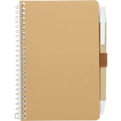 Front View of Natural 4" x 6" FSC® Mix Pocket Spiral Notebook with Pen plain