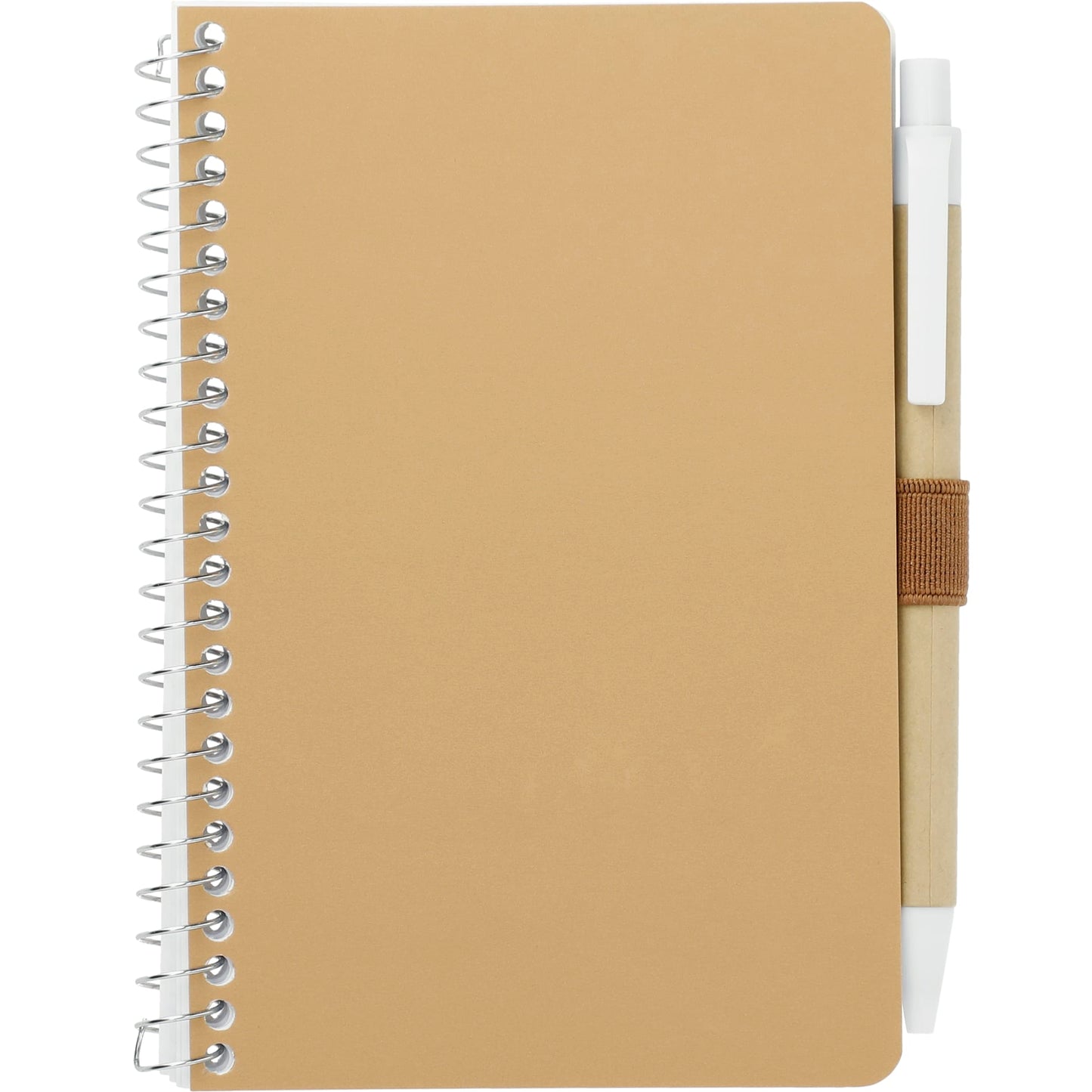 Front View of Natural 4" x 6" FSC® Mix Pocket Spiral Notebook with Pen plain