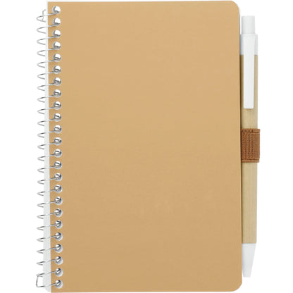 Front View of Natural 4" x 6" FSC® Mix Pocket Spiral Notebook with Pen plain