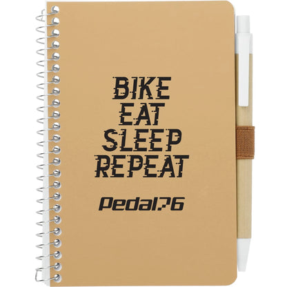 Front View of Natural 4" x 6" FSC® Mix Pocket Spiral Notebook with Pen