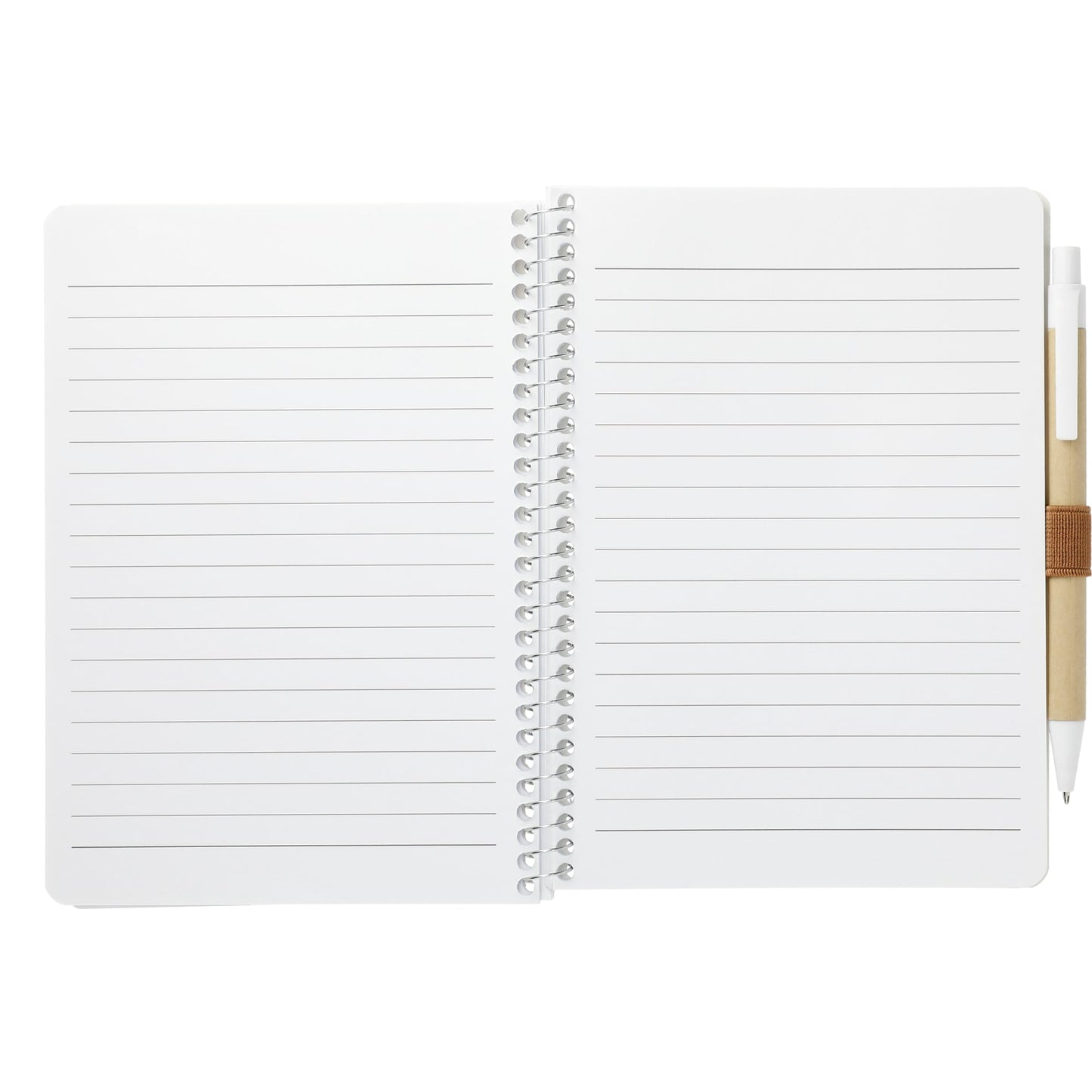 Front View of Natural 5” x 7” FSC® Mix Spiral Notebook with Pen