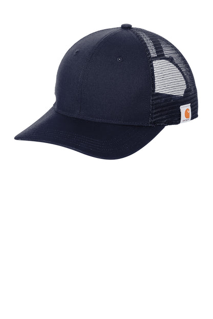 Front View of Navy Carhartt Canvas Mesh Back Cap CT105298
