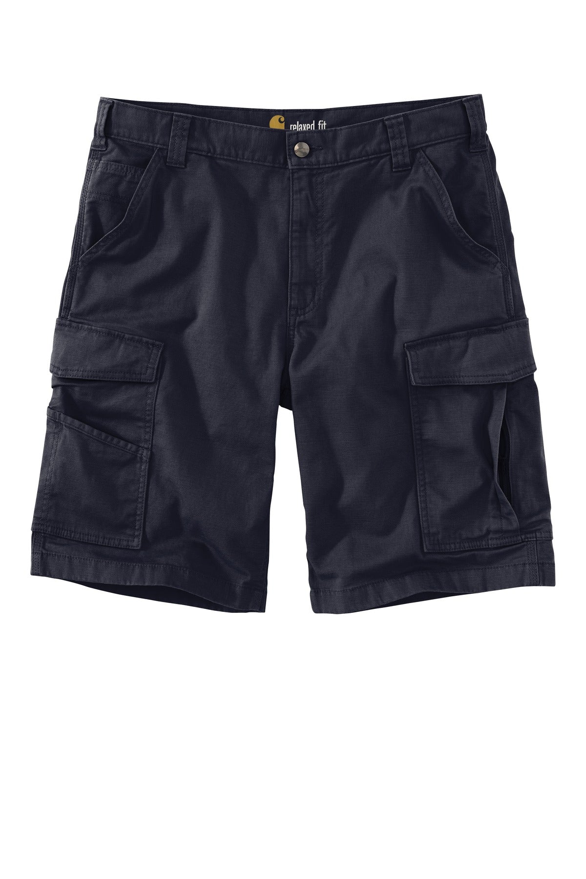 Front View of Navy Carhartt Rugged Flex Rigby Cargo Short CT103542