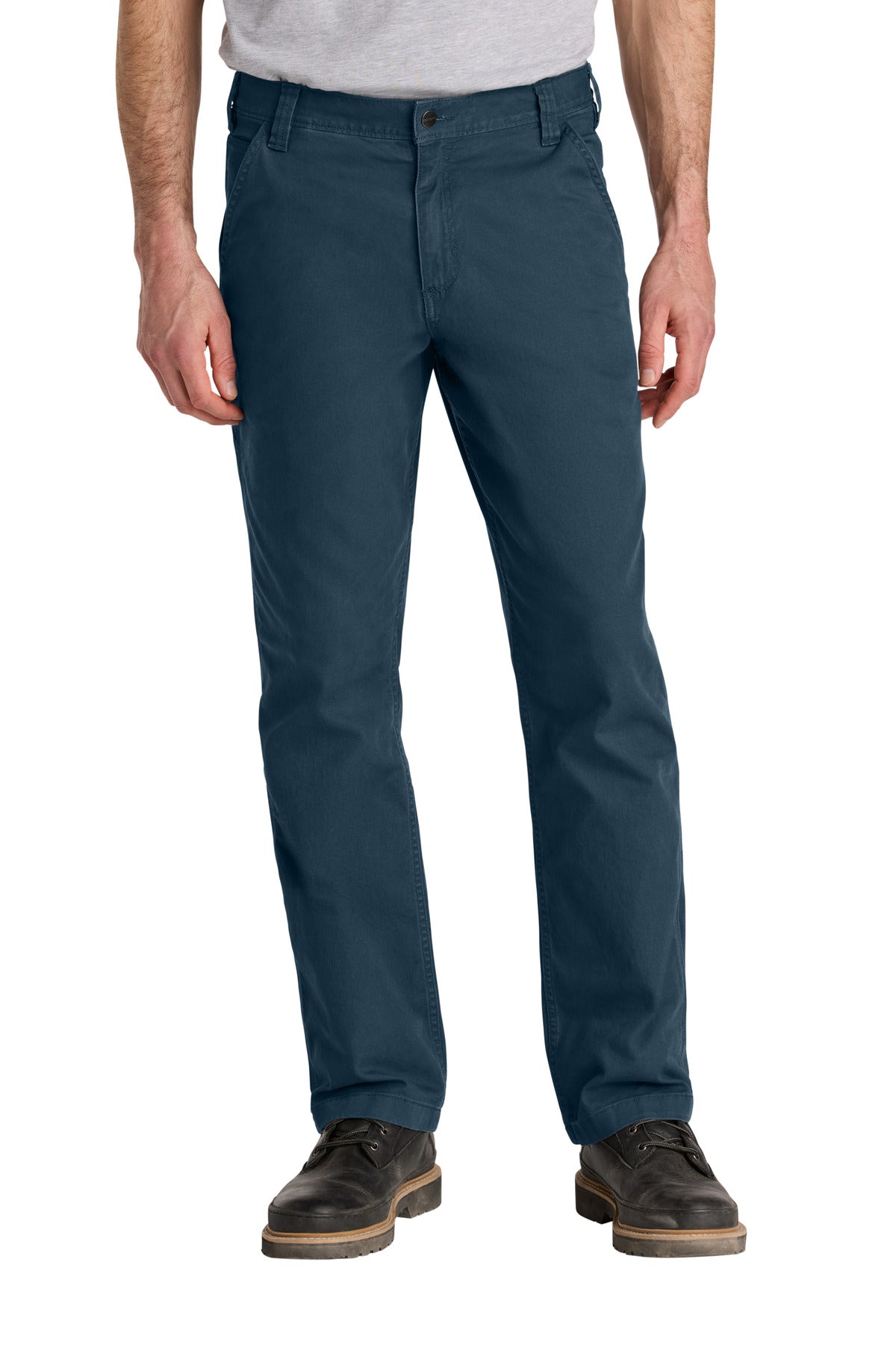 Front View of Navy Carhartt Rugged Flex Rigby Pant CT102291