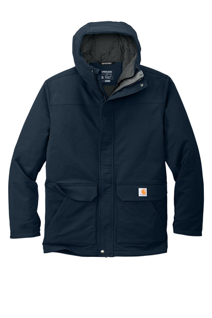 Front View of Navy Carhartt Super Dux Insulated Hooded Coat CT105533