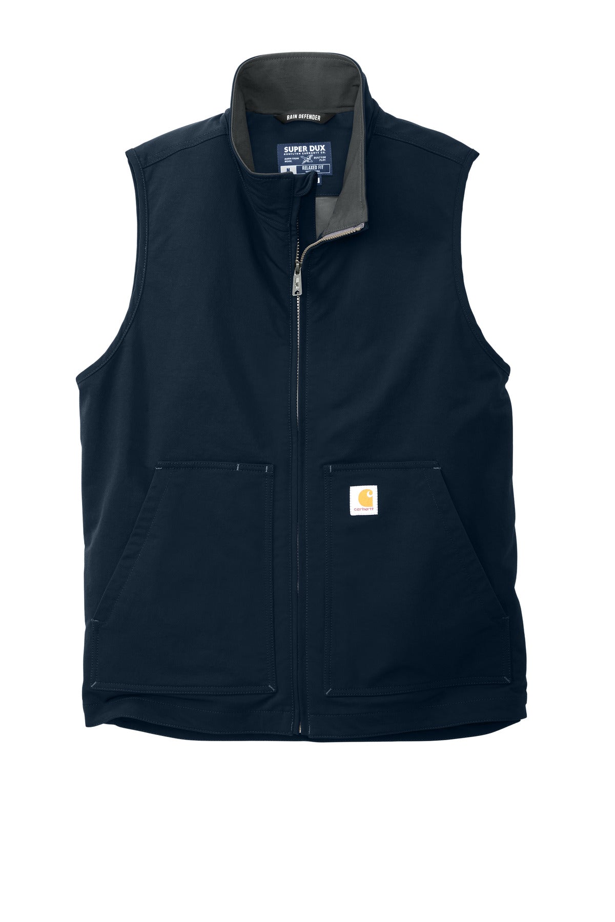 Front View of Navy Carhartt Super Dux Soft Shell Vest CT105535