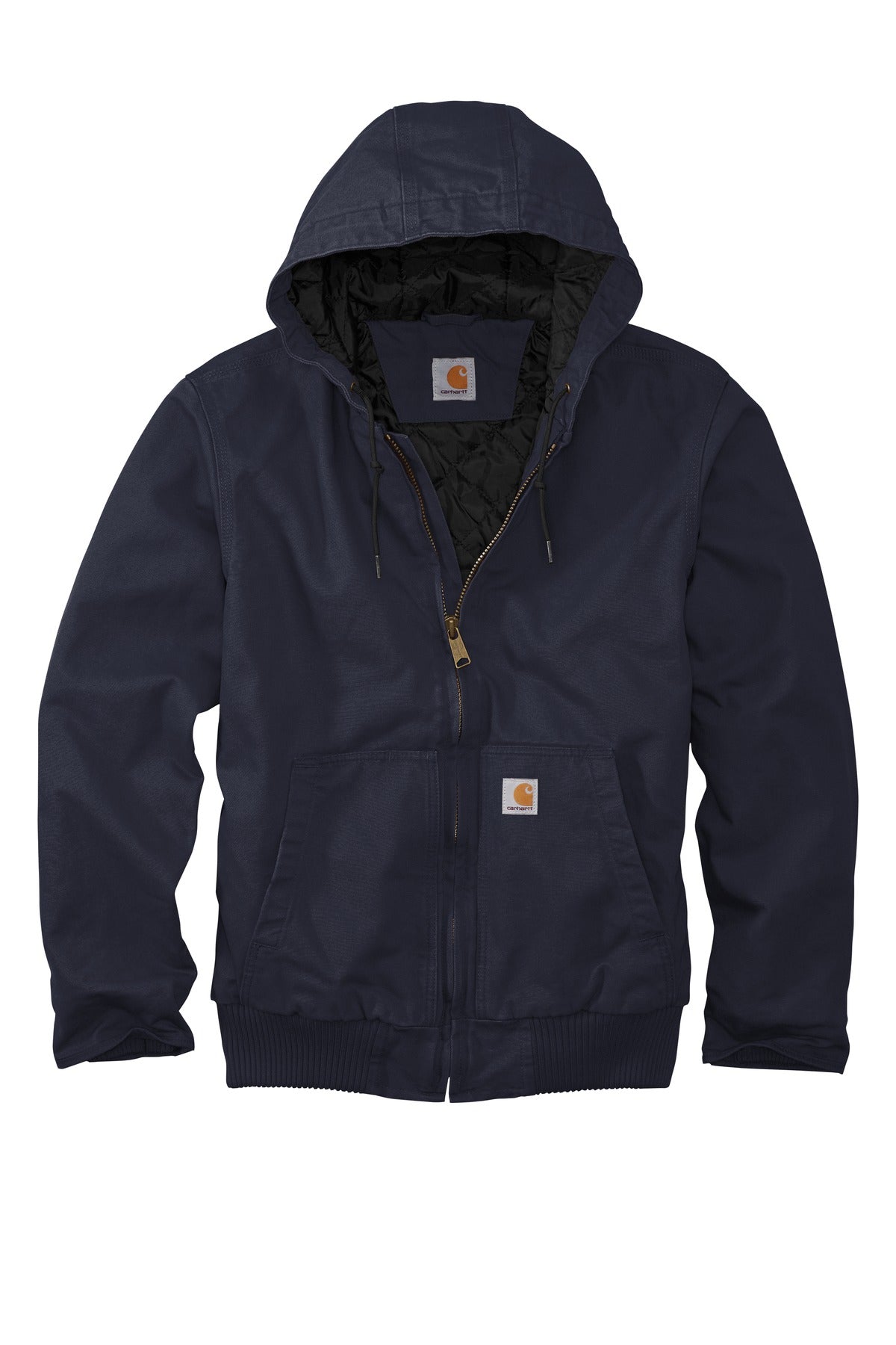 Front View of Navy Carhartt Tall Washed Duck Active Jac. CTT104050