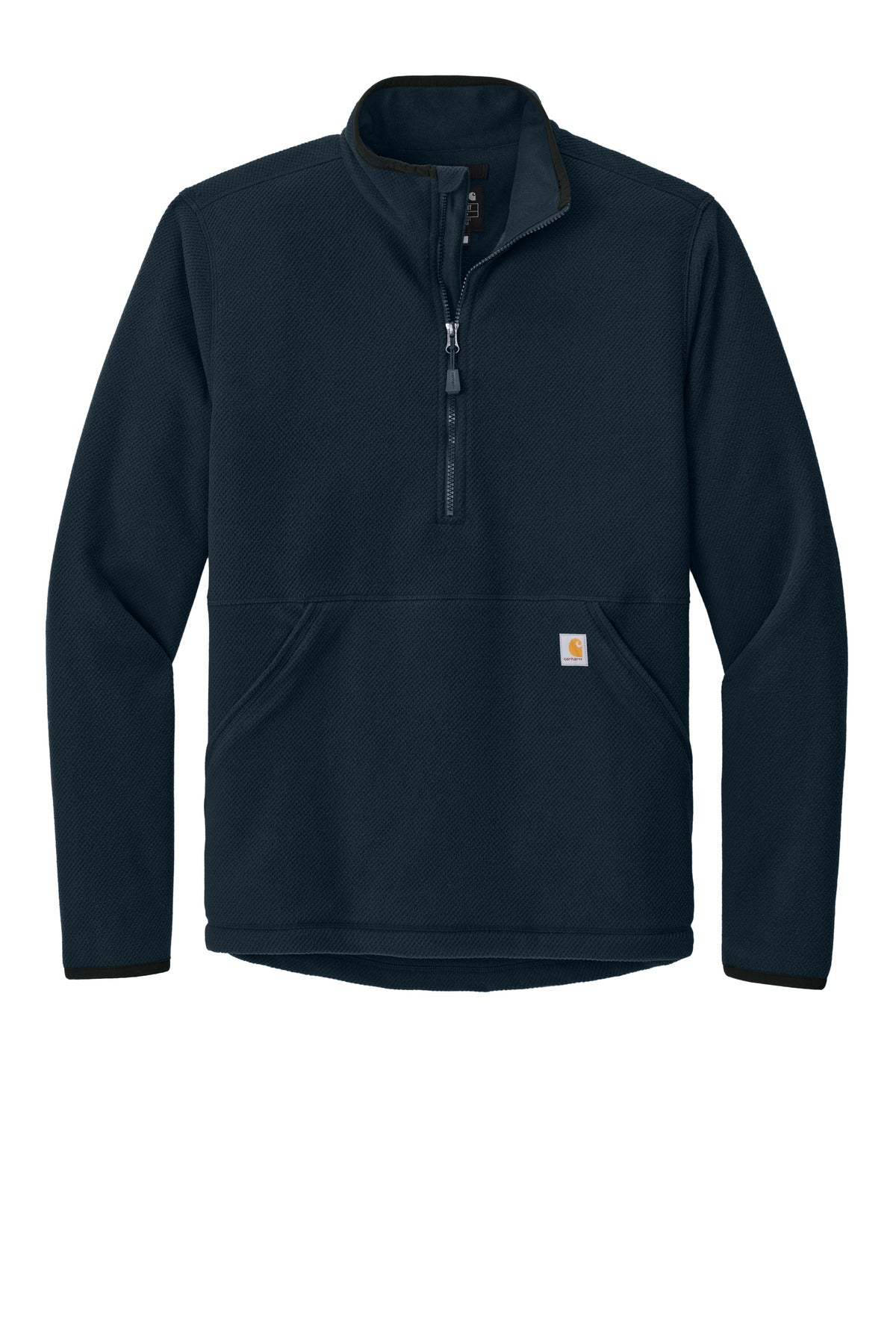 Front View of Navy Carhartt Textured 1/2-Zip Fleece Jacket CT106417