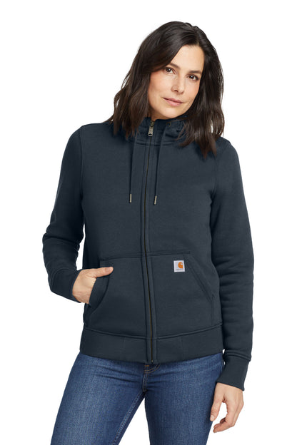 Front View of Navy Carhartt Women's Clarksburg Full-Zip Hoodie CT102788