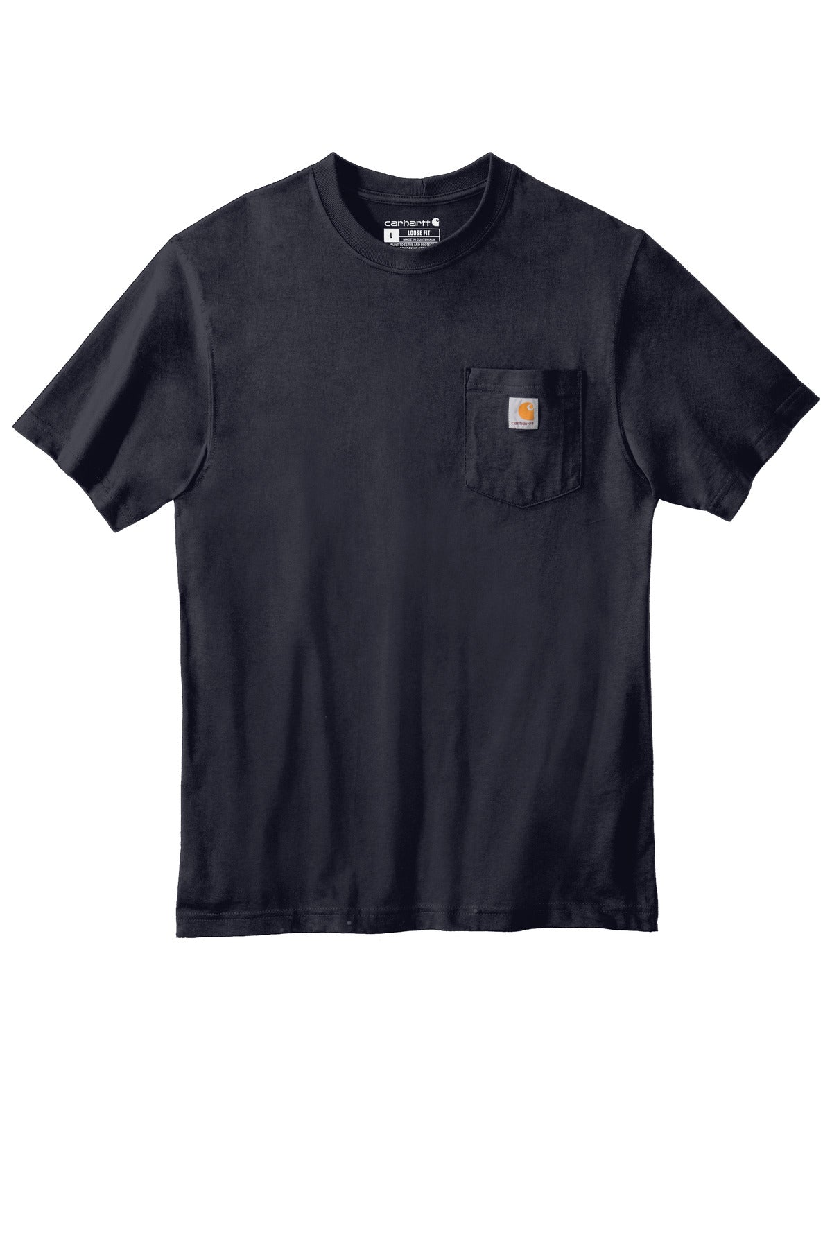 Front View of Navy Carhartt Workwear Pocket Short Sleeve T-Shirt. CTK87