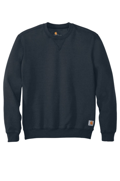 Front View of New Navy Carhartt Midweight Crewneck Sweatshirt. CTK124