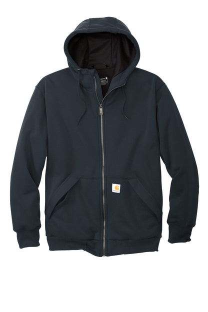 Front View of NewNavy Carhartt Midweight Thermal-Lined Full-Zip Sweatshirt CT104078