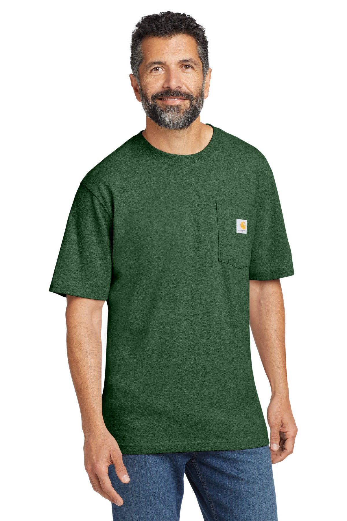 Front View of NthWoodsHt Carhartt Workwear Pocket Short Sleeve T-Shirt. CTK87
