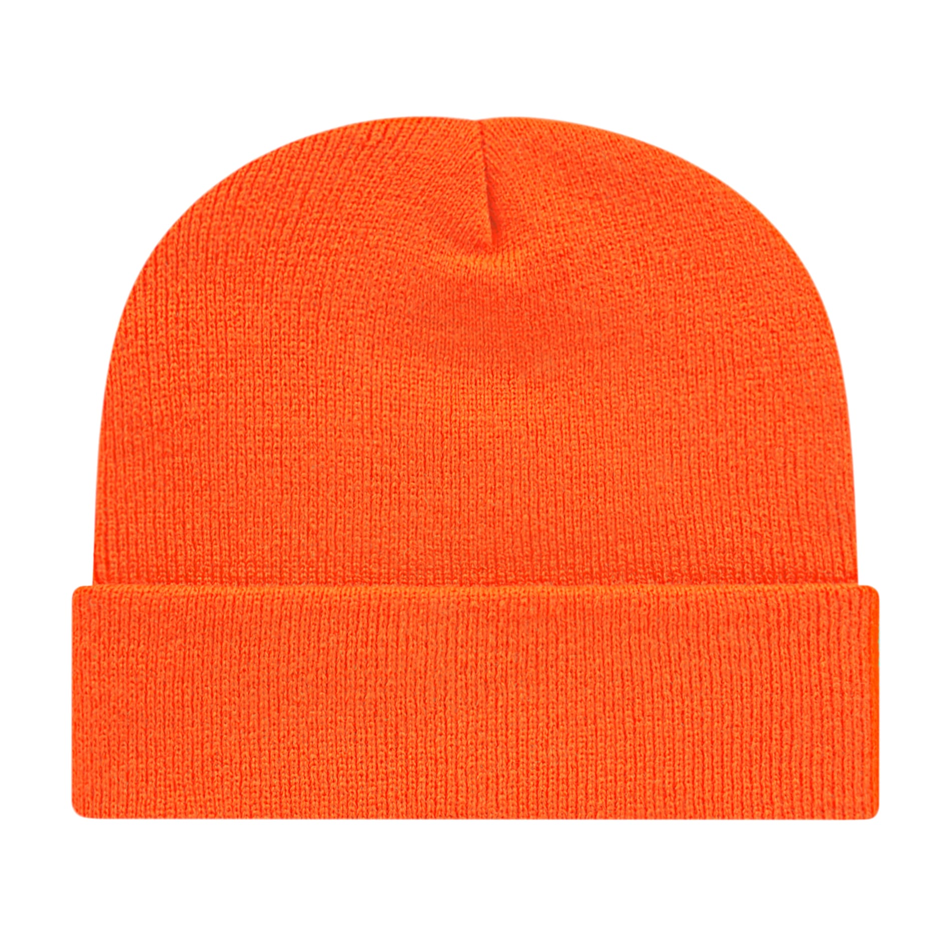 Front View of Orange Cap America Knit Cap with Cuff plain